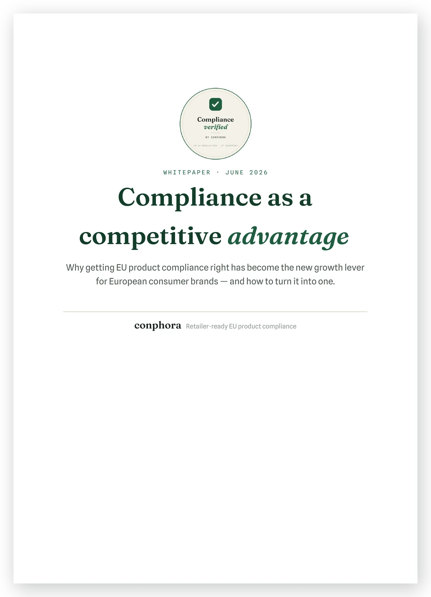 Cover of Compliance as a competitive advantage
